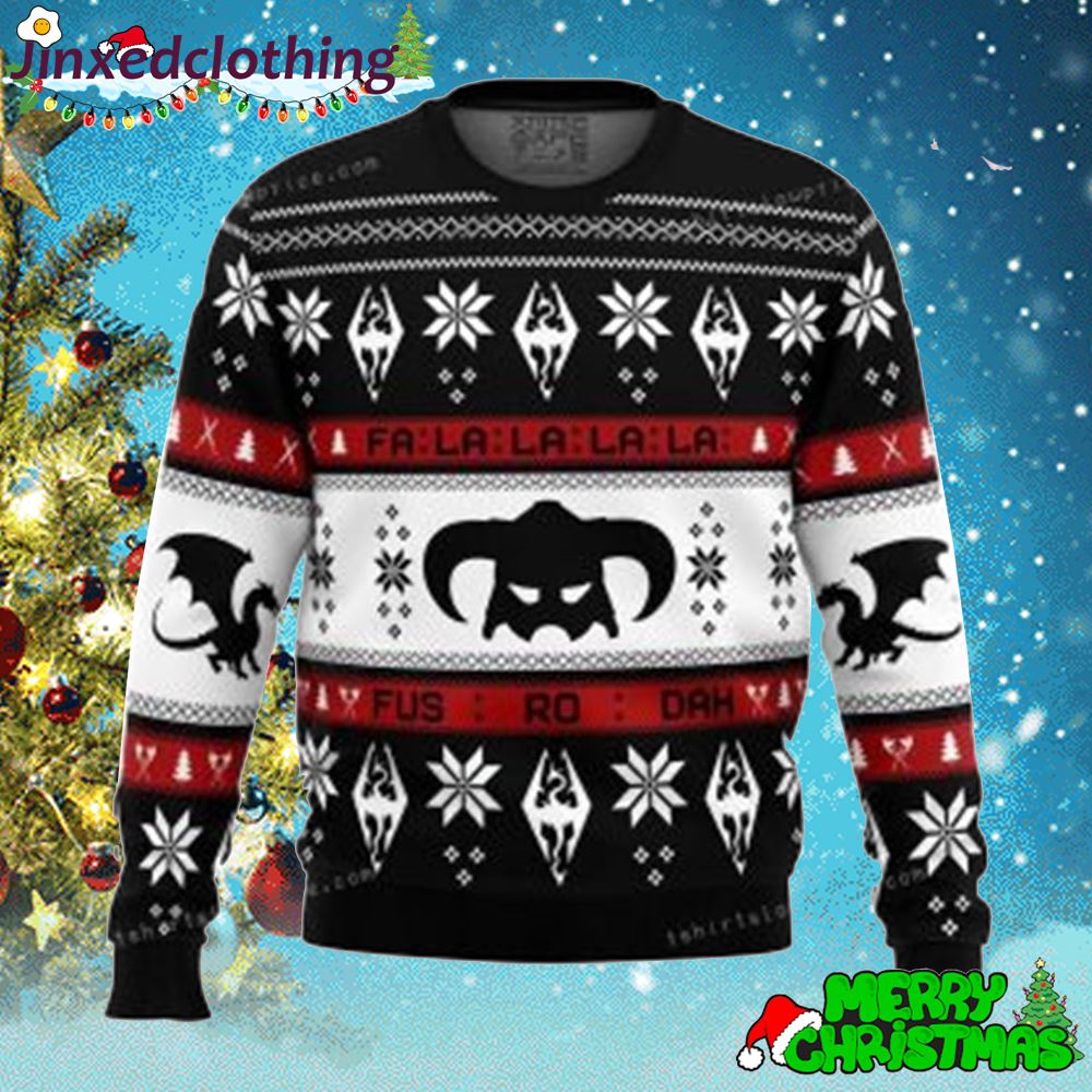 Skyrim Fusrodah Ugly Sweater Christmas Holiday 